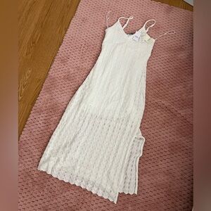 Hollistet White Crochet Midi dress